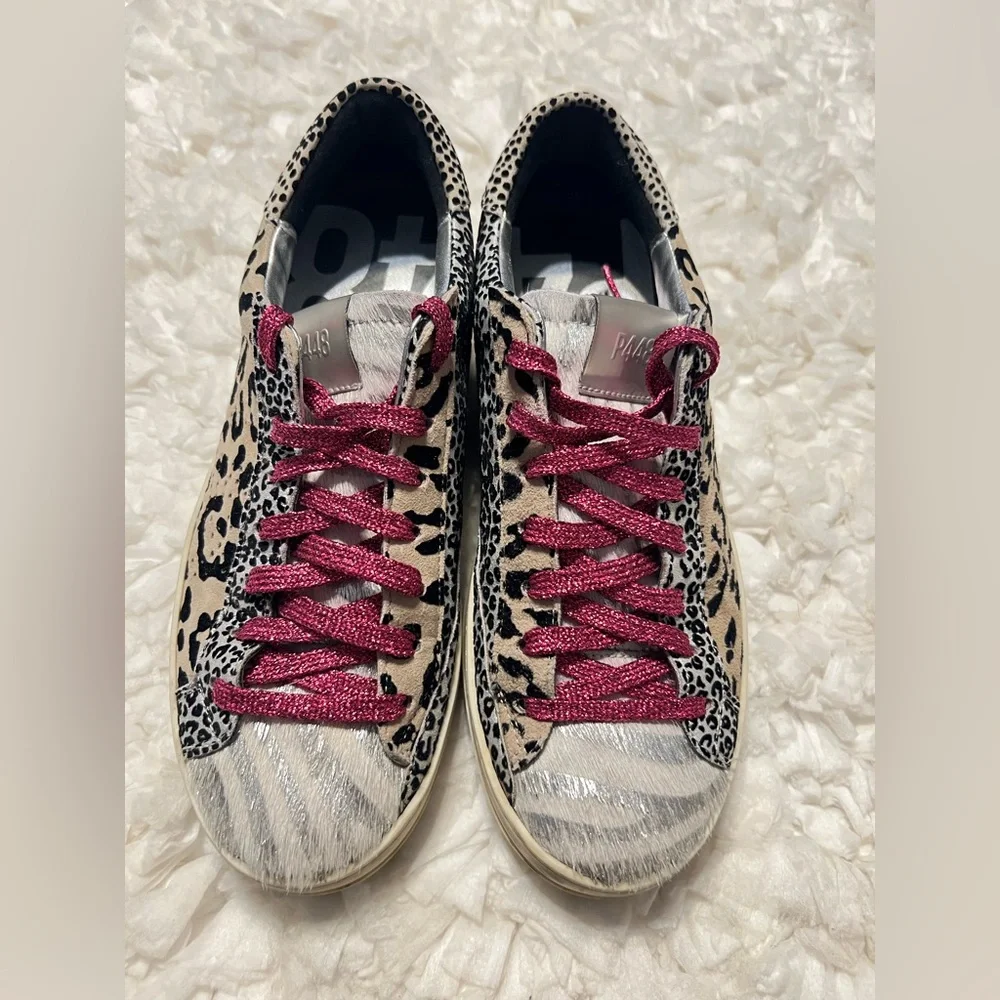 P448 John B Animal Print Court Sneakers Tennis Shoes Mixed Print Women’s Size 9 - Picture 2 of 9